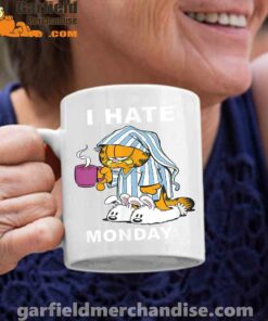 garfield hate mondays are for suffering and naps white coffee mug