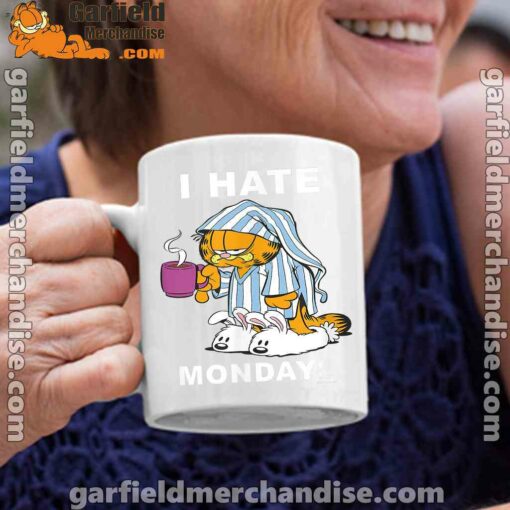 garfield hate mondays are for suffering and naps white coffee mug