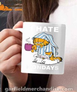 garfield hate mondays are for suffering and naps white mug