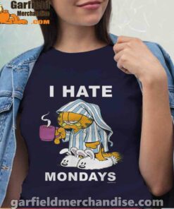 garfield hate mondays are for suffering and naps women navy shirts