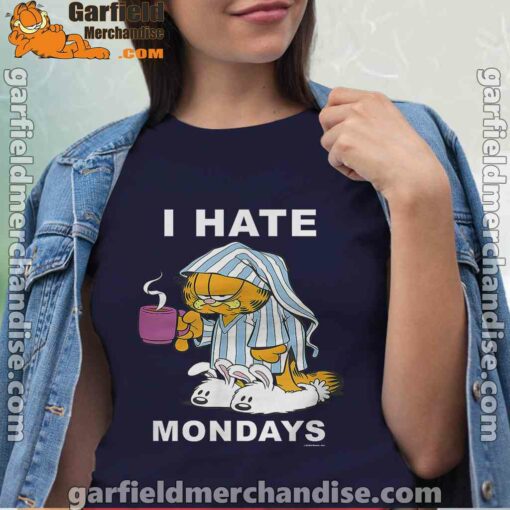 garfield hate mondays are for suffering and naps women navy shirts