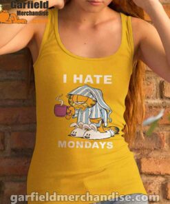 garfield hate mondays are for suffering and naps yellow tank top women