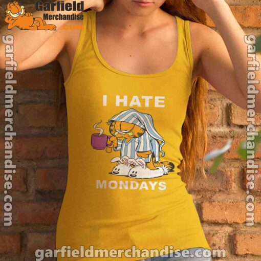 garfield hate mondays are for suffering and naps yellow tank top women