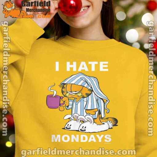 garfield hate mondays are for suffering and naps yellow youth girl sweatshirt