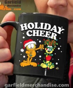 garfield holiday cheer odie black coffee mug