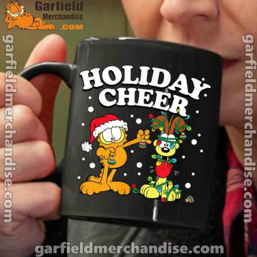 garfield holiday cheer odie black coffee mug