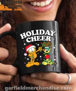 garfield holiday cheer odie black mug