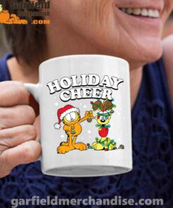 garfield holiday cheer odie white coffee mug