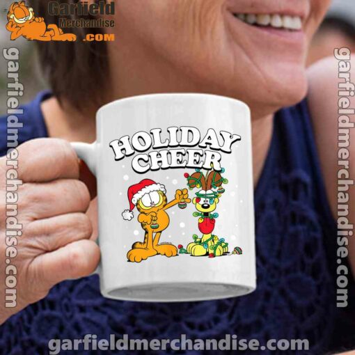 garfield holiday cheer odie white coffee mug