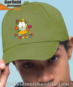 garfield in the garden green hat