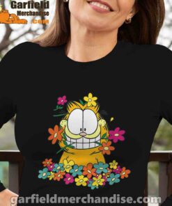 garfield in the garden long sleeve black for women