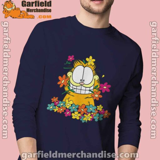 garfield in the garden men navy long sleeve