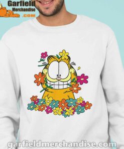 garfield in the garden men with white sweatshirt