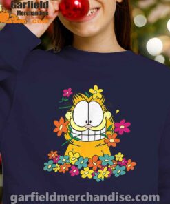 garfield in the garden navy sweatshirts for girl