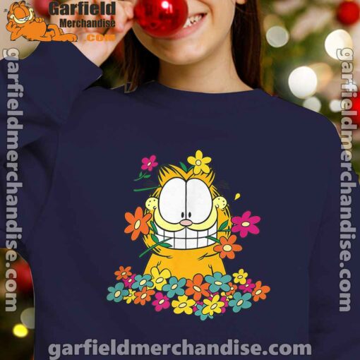 garfield in the garden navy sweatshirts for girl