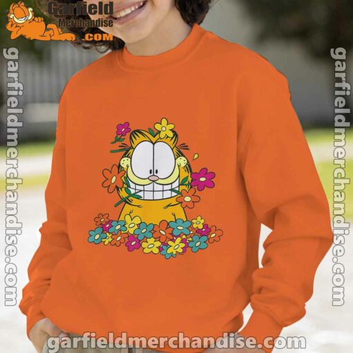 garfield in the garden orange boy sweatshirts