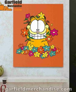 garfield in the garden orange canvas