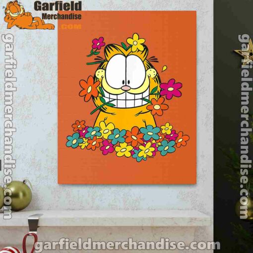 garfield in the garden orange canvas