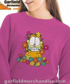 garfield in the garden pink women sweatshirt