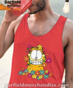 garfield in the garden red tank tops for men