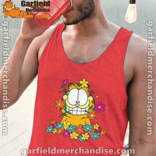 garfield in the garden red tank tops for men