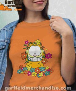 garfield in the garden women orange t shirt