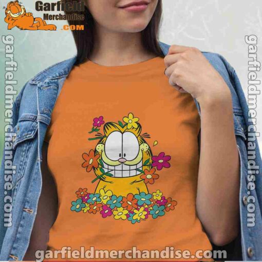 garfield in the garden women orange t shirt