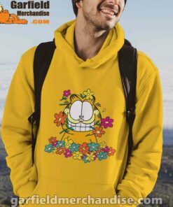 garfield in the garden yellow men hoodie