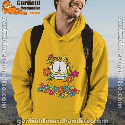 garfield in the garden yellow men hoodie