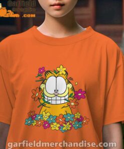 garfield in the garden youth girl orange shirt female