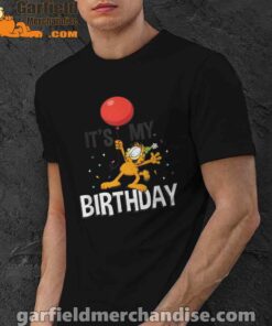 garfield its my birthday confetti celebration black men shirt