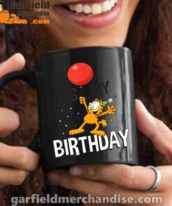 garfield its my birthday confetti celebration black mug