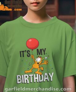 garfield its my birthday confetti celebration female green tee for girl