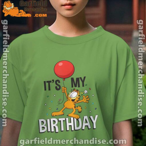 garfield its my birthday confetti celebration female green tee for girl