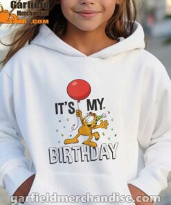 garfield its my birthday confetti celebration girl hoodie white