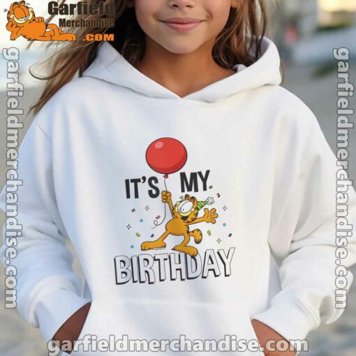 garfield its my birthday confetti celebration girl hoodie white