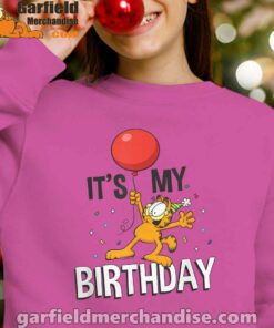 garfield its my birthday confetti celebration girl pink sweatshirt