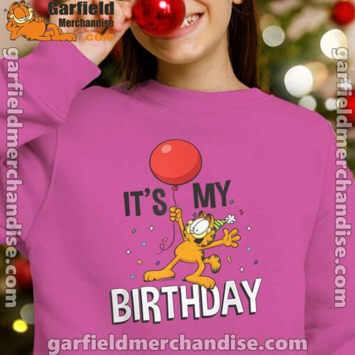 garfield its my birthday confetti celebration girl pink sweatshirt