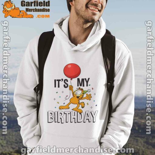 garfield its my birthday confetti celebration white men hoodie