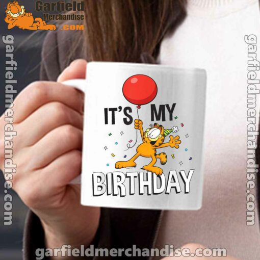 garfield its my birthday confetti celebration white mug