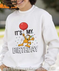 garfield its my birthday confetti celebration white sweatshirt for kid boy