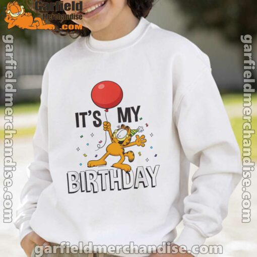 garfield its my birthday confetti celebration white sweatshirt for kid boy