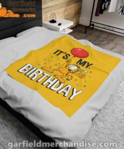 garfield its my birthday confetti celebration yellow blanket