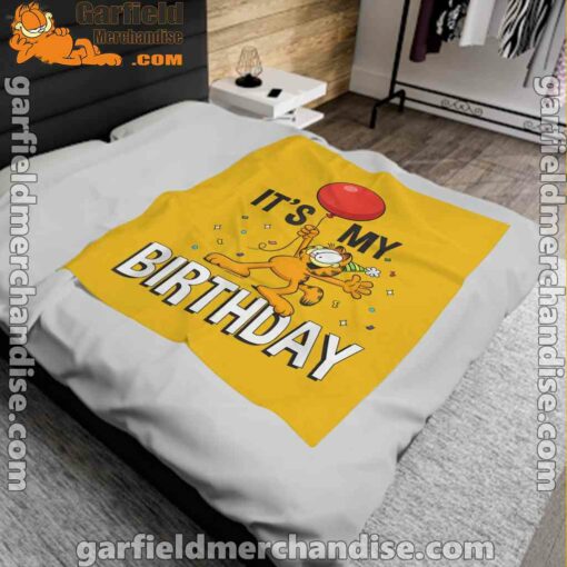 garfield its my birthday confetti celebration yellow blanket