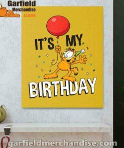 garfield its my birthday confetti celebration yellow canvas