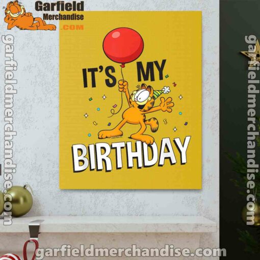 garfield its my birthday confetti celebration yellow canvas