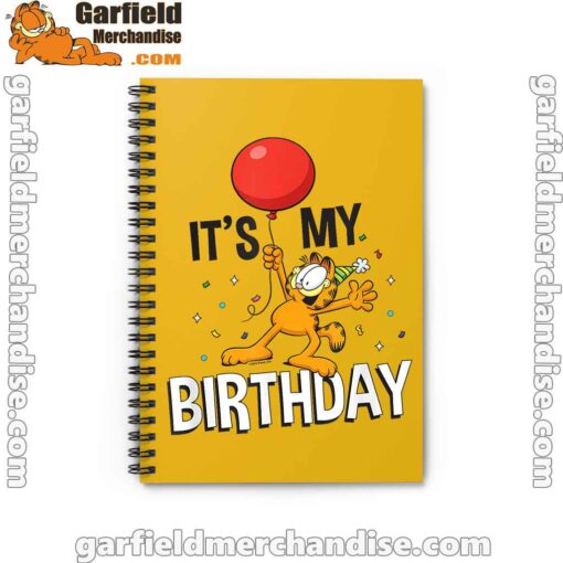 garfield its my birthday confetti celebration yellow notebook