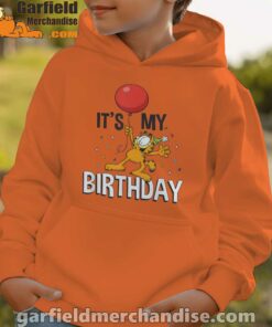 garfield its my birthday confetti celebration youth boy orange hoodie