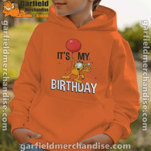 garfield its my birthday confetti celebration youth boy orange hoodie