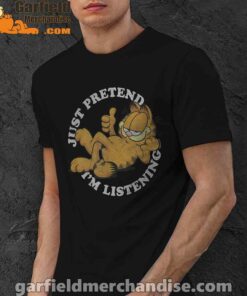 garfield just pretend im listening black men shirt